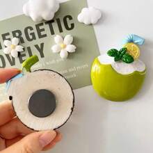 Coconut Print Fridge Magnets, Resin Decorative Magnets Suitable For Cute Ins-Style Bulletin Board, Fridge, Whiteboard, Memo Notes