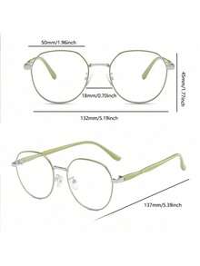 1 件女士高吸引力水平学生轻圆脸展示脸平面平板光镜普通框架，学校和电脑阅读游戏电视手机 - 彩色 - 查看 7