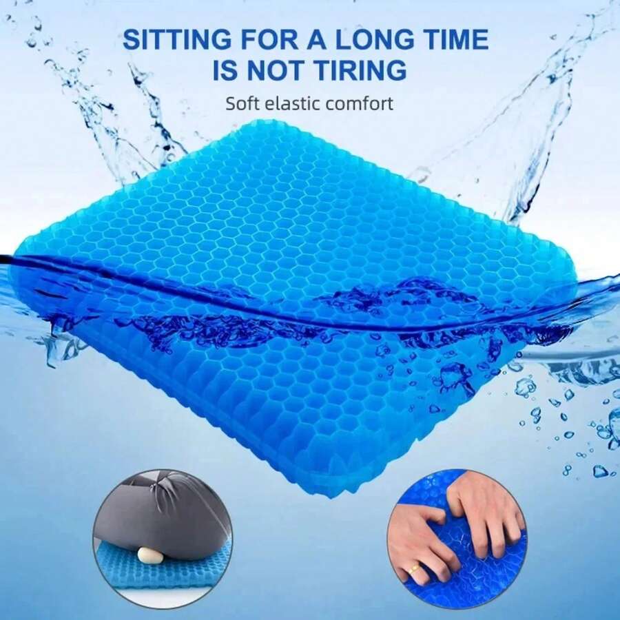 Car Gel Cooling Seat Cushion 3D Honeycomb Cool And Breathable Cool Ice Silk Car Home Office Chair Cushion Car Accessories - Blue - View 1