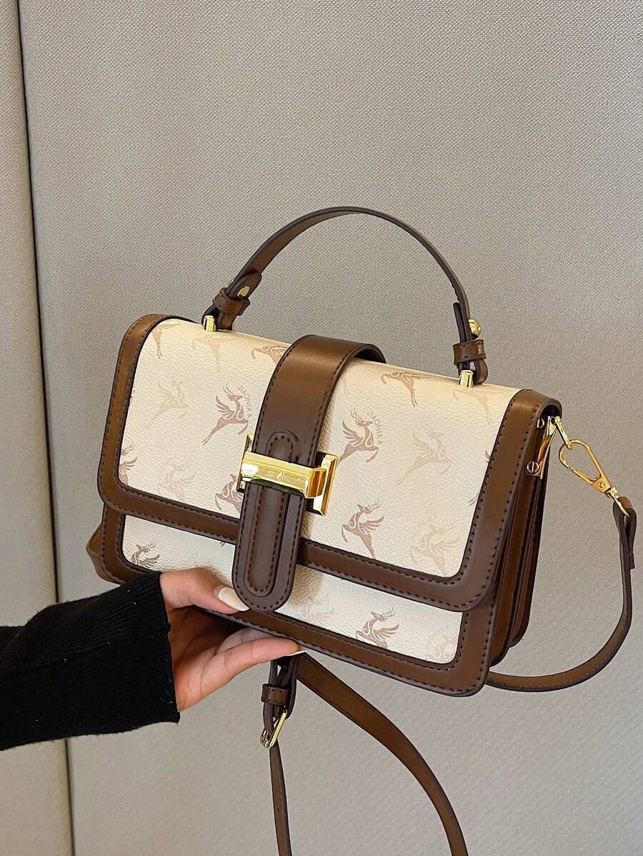 Vintage Large Capacity Tote Bag, Luxury PU Crossbody Bag, Women's Classic Casual Handbag & Shoulder Purse