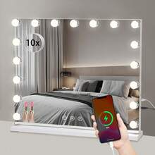 80x60cm 17 LED 灯泡化妆镜化妆镜照明 3 色化妆镜梳妆镜带 14/17 灯可调光灯泡返校 - 白色 - 查看 8