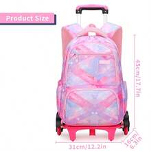 Rolling Backpack Large-Capacity Wheeled Backpack Waterproof Trolley School Bag,Pink (6 Wheels) - Multicolor - View 4