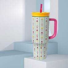 Botella de agua OwaLaa Flowers de 40 oz, 1185 ml, con pajita, se venden 3 unidades juntas, tiempo de conservación del calor de más de 24 horas, se puede aislar agua fría y caliente, se puede preparar café, bebidas congeladas, aspecto hermoso, mano de obra exquisita, adecuada para acampar, trabajar, uso en interiores y exteriores.
