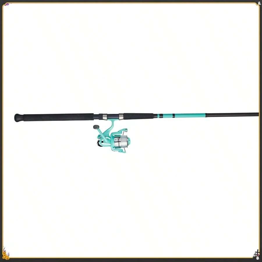 Combo de pesca con carrete giratorio, caña de pescar de 7 pies de media-pesada, carrete de tamaño 60 - Multicolor - Ver 1