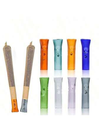 1/2/3Pcs Reusable Glass Rolling Paper Tobacco Holder Cigarette Filter Smoking Herbal Tool Mouthpiece For Father,Random Color