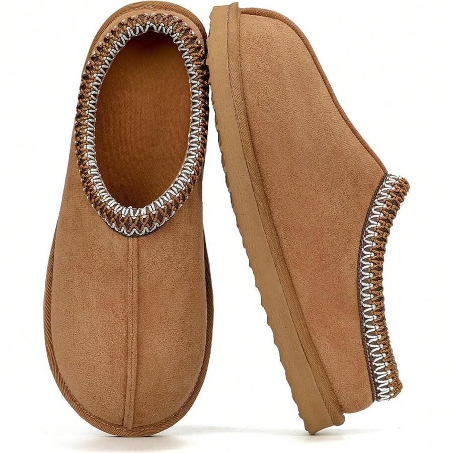 Entrega local - Pantuflas para mujer de forro cálido y corto para el tobillo, zapatillas de interior y exterior, pantuflas de casa de piel sintética cálida y esponjosa con diseño adorable para mujer - Castaño de verano - Ver 1