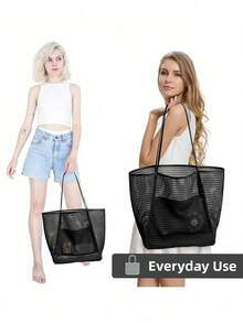 1 túi lưới đi biển, túi tote thông thường cho nữ, túi xách đeo vai có thể gập lại cho kỳ nghỉ dã ngoại trên bãi biển, túi đi biển chống thấm nước dung tích lớn, túi đi biển nhẹ có thể gập lại, túi du lịch xách tay đựng đồ dùng thiết yếu khi đi du lịch, túi mua sắm đeo vai đa năng, túi lưới đi biển rỗng cầm tay, túi đựng đồ bơi dung tích lớn khi tắm, túi đựng đồ vệ sinh cá nhân du lịch đa năng, túi đựng đồ phòng tắm & túi xách đeo vai khi đi du lịch - Nhiều màu - Xem 8