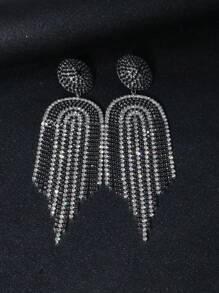 1 pieza Pendientes de lujo exagerados con rhinestones y borlas, accesorio de moda glamoroso como regalo para mujeres en fiestas
