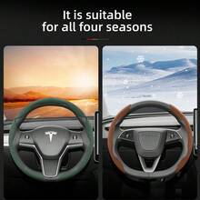 Hocasen 2pcs/3pcs Set Anti-Slip Velvet Segmented Steering Wheel Cover, Suitable For Tesla Models, Compatible With Round And D-Shaped Steering Wheels, Fit For Model 3, Model Y, Model S, Model X, Cybertruck, Semi, Roadster And More - one-size - View 9