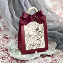 5 pièces Boîte-cadeau de mariage avec motif floral et d'oiseau, boîte-cadeau florale pour fête, anniversaire