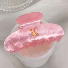 1 件粉色闪光亚克力字母爪夹 - 特大防滑发夹，适合浓密头发，复古粉色发夹，女士发饰（婚礼/海滩/礼物）时尚发夹，休闲发夹，秋冬度假装女士 - 彩色 - 查看 20