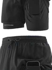 Driftmere Men Sports Shorts, Professional Training Quick-Dry Inner Lining Shorts, Running Fitness Ice Silk Thin 2 In 1 3/4 Shorts - Black - View 6