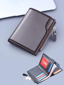 1-2 piezas Billetera corta de lujo de piel sintética PU - Nuevo gran capacidad con múltiples ranuras para tarjetas + monedero, Portaidentidad/tarjetas de hombre, Diseño plegable ultra delgado, Almacenamiento por capas para tarjetas de crédito/identificación, "Opción de regalo para el Día del Padre", Acabado mate de moda, Regalo ideal para hombres/mujeres en cumpleaños o pareja