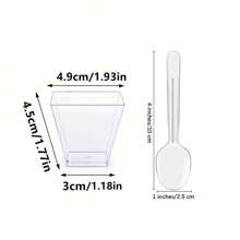 12/25/50/100 pièces Coupes à dessert en plastique transparent, petites coupes carrées en plastique transparent pour gelée, convient pour les fêtes, les mousses, les crèmes-desserts, les desserts, les mini-gâteaux glacés (réutilisables)