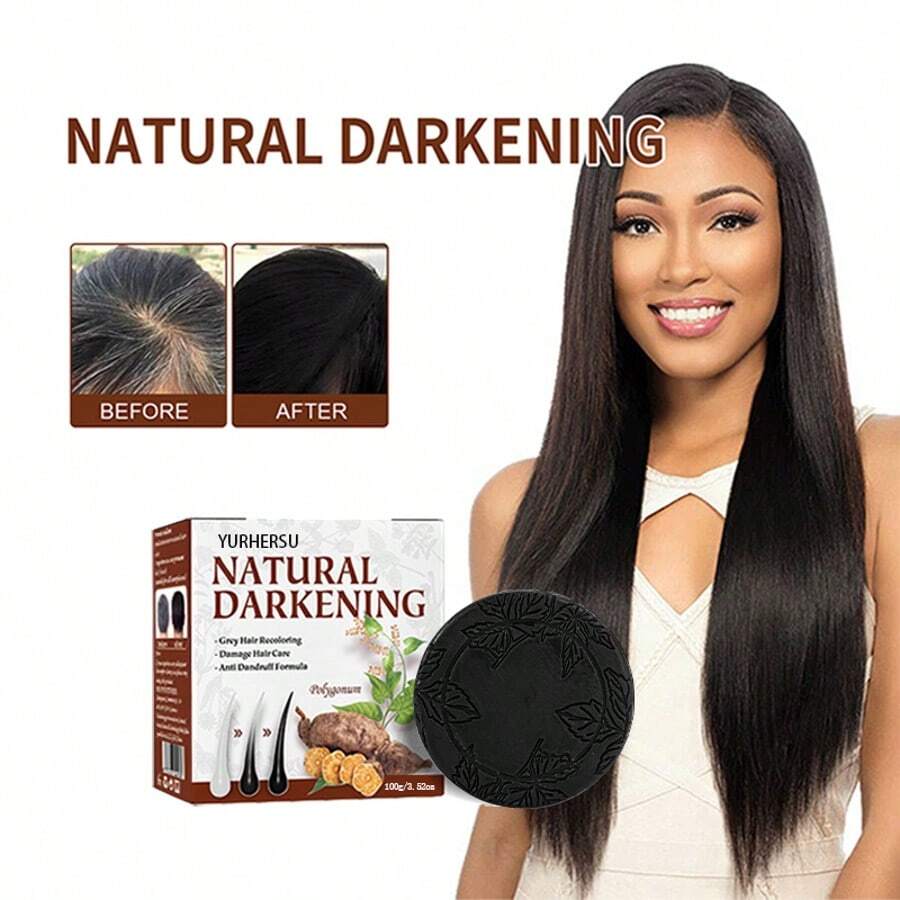 Jabón capilar natural de Polygonum multiflorum (100 g/3,52 oz): champú herbal para limpiar el cabelludo y lucir un cabello saludable. Fórmula botánica suave con espuma refrescante, apto para uso diario. - Negro - Ver 1