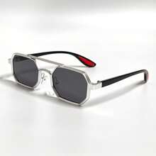 1 Paar unisex Metall geometrischer Rahmen klein/mittel Größe Fashionbrille, dekorative lässige Modebrille