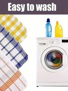 5/12pcs Kitchen Double-Sided Dishcloth Checkered Scrubbing Cloth Multi-Functional Cleaning Cloth Car Cleaning Wiping Cloth (Random Color)