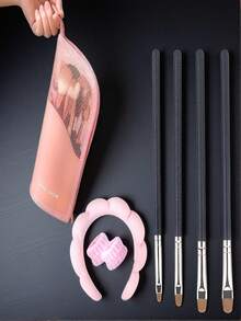 4pcs Size Concealer Brush Set - Selected Soft Bristles For Precise Application Of Concealer, Different Brush Sizes Fit Various Concealing Areas, Easily Cover Under-Eye And Nose Wing Imperfections, Suitable For Daily Commuting And Touch-Ups On Dates, Creating A Flawless Base Makeup. - Black - View 3