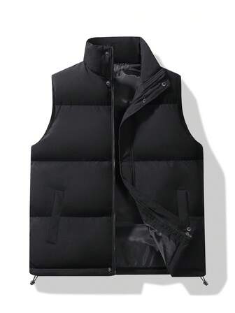 1pc Men's Solid Color Vest, Windproof Jacket For Casual, Commuting, Outdoor Use In Autumn/Winter