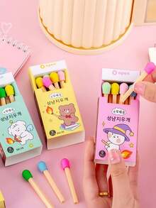 Gôm tẩy 8 que diêm, hình dạng ngộ nghĩnh và dễ thương, tẩy diêm học sinh sang trọng, sạch sẽ (1 hộp 8 que) không để lại cặn, mềm dẻo. Màu sắc ngẫu nhiên, thích hợp cho việc học tập, vẽ vời và làm việc văn phòng. Nhỏ gọn, tinh tế, dễ dàng mang theo, mùa tốt nghiệp, đồ dùng học tập, văn phòng phẩm cho bé trai, văn phòng phẩm cho bé gái, hình dạng dễ thương, văn phòng phẩm vui nhộn - Nhiều màu - Xem 5