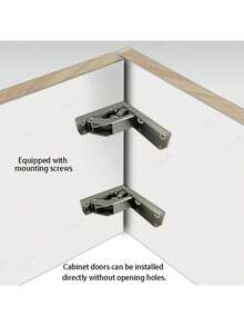 2 件/4 件/10 件免钻折叠式橱柜门铰链，橱柜门铰链，90 至 180 度旋转隐藏式支撑铰链，冷轧钢 - 銀色 - 查看 5