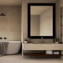 WAPANE Peel And Stick Wallpaper Border Bathroom Waterproof 393.7 In X 3.9 In Mirror Frame Border Sticker Self Adhesive Wall Edging Lines Foam Wall Base Moulding Trim For Home Decoration, Black