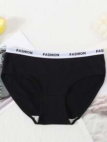 9pcs Assorted Color Polyester Comfortable Ladies' Panties, Girls' Fashion Letter Waistband Solid Color Briefs - Multicolor - View 2