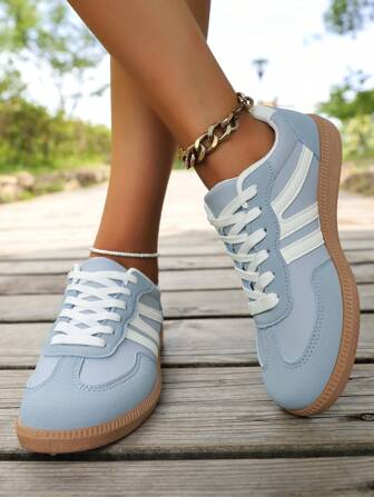 Color Blocking Sports Sneakers - Color Blocking Casual Athletic Shoes - Lace-Up, Lightweight, Soft Sole - Walking, Skating, Daily Wear - Women - Comfortable, Fashionable, Multipurpose - Step Into Style And Comfort