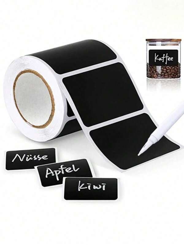 1pc/120sheets Reusable Waterproof PVC Chalkboard Stickers, Kitchen Organizer Labels, Blackboard Chalk Sticker School Supplies, Back To School