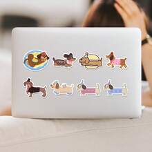 50 件卡通腊肠犬涂鸦贴纸乙烯基美学贴纸剪贴簿、日记、保险杠、滑板、水瓶、卡通、安全帽、汽车贴纸和贴花 - 彩色 - 查看 6