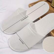 1/3/6pairs White/Yellow Shoe Edge Slippers, Neutral Spa Slippers, Loose Hotel Slippers, Hotel Bathroom Slippers, For Guests To Use, Non Slip Sole, Closed Toe, Fluffy, No Power Required, Suitable For Bathrooms, Living Rooms, Hotels, And Shoeless Homes Back To School