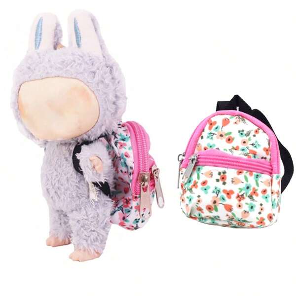 Compatible With Labubu Fashionable Double Zipper Backpack , 6.7-Inch Fashionable Set, Universal Double Zipper Backpack, Lovely Accessories,Cute Figurine Decor,Gift Packaging Supplies, Decorate Your Gifts , Birthday Gifts, Holiday Gifts, Party Gifts,