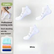 Men's Professional Marathon Running Socks, Non-Slip Breathable Terry Cushion Badminton/Basketball/Track Field Sports Short Socks