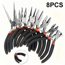 Set de 8 piezas de alicates multifuncionales, que incluyen alicates de aguja redonda, alicates de corte superior, alicates de alambre, herramientas de mantenimiento para interiores y exteriores, kit de herramientas DIY, kit de alicates para joyería para hacer y reparar joyas DIY