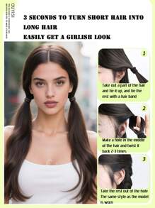2 piezas Extensión de cabello de cola de caballo sintética, resistente al calor, onda natural, banda elástica, adecuado para todas las edades, estilo versátil - Pieza de cabello de 22 pulgadas