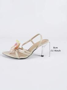 Sandalias de verano para mujer con patrón de flor de lirio 3D, correa cruzada de rayas clásica, tacón grueso elegante de dedo abierto, tela de unicolor de alta calidad, elegantes para discoteca, fiesta, viaje al aire libre, cómodas y elegantes zapatos de tacón alto en color albaricoque
