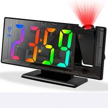 1PC LED Projection Alarm Clock, 7.3in X 3in Large Mirrored Smart Digital Display, USB-Powered, Adjustable Projection Angle, 3 Brightness Levels, 12/24-Hour Format, Durable ABS Plastic Construction. Bedroom Projection Clock, Smart Alarm Clock, Home Decor, Holiday Gift, Christmas Present.