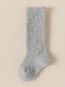 1 par de meias altas caneladas para bebês, meias infantis para meninos e meninas, meias confortáveis até a panturrilha, design fofo, macias, adequadas para todas as estações, outono/inverno