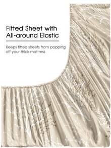 4 件卡其色植物叶子图案床单套件，易于护理超细纤维柔软床上用品套件，床笠套件（1 件床单+1 件床笠+2 个枕套），床笠套件，特大号双人床，全尺寸床单，深口袋，最大 11.8 英寸枕套，柔软透气防皱，更适合睡眠，豪华酒店风格，送给妈妈爸爸朋友的礼物，宿舍床上用品，回到学校 - 卡其色 - 查看 5