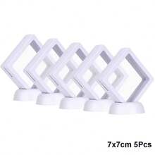 5 uds vitrina flotante marco anillo collar pendiente caja de embalaje joyería moneda soporte de exhibición R9CM - 5 piezas blancas - Ver 9