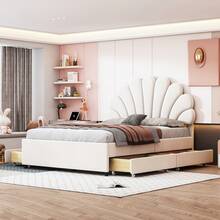 Kids Bed Frames, Headboards & Footboards - Beige + Upholstered + 140cm*200cm - View 4