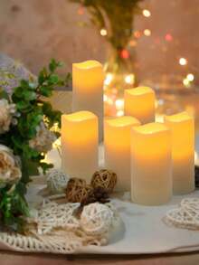 4/12pcs Ivory Flameless Flickering LED Pillar Candles | Waterproof D2.2" X H4"/5"/6"/7" | Remote Control Battery Powered | Outdoor Garden Patio Staircase Gazebo Decoration - 暖白光 - 查看 2