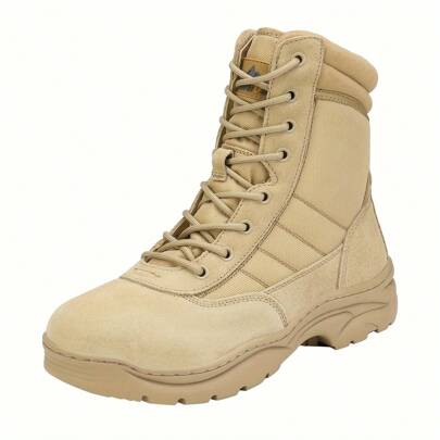 Local Warehouse- | Side Zipper Motorcycle Combat Boots Non-Slip For Outdoor Terrain [Tactical | Comfortable] Lightweight Breathable Men's Tactical Hik