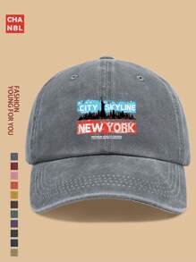 1 Stück "NEW YORK" Mütze mit witzigem Muster und NYC Skyline Grafik, modisches Design Hip-Hop, schwarze LKW Fahrer Mütze, atmungsaktiv & bequem, unisex Retro weiche Crown verstellbar Kappe, geeignet für alle Jahreszeiten, ideal als Geschenk für Stadtpatrioten, Outdoor Radfahren, Sport, Wandern, Angeln, Urlaub