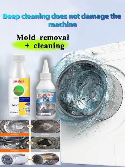 Limpiador en gel removedor de manchas de moho - Quitamanchas industrial para sellos de lavadoras de carga frontal, mortero de baños, duchas, solución de limpieza para lavadoras de carga frontal