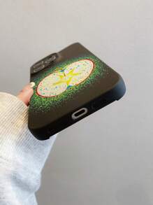 1 pieza Funda protectora para teléfono con diseño creativo de manzana amarilla, material TPU mate negro antichoque, adecuada como regalo festivo, compatible con Apple Xs/Xs Max/Xr/11/12/13/14/14 Plus/15/15 Plus/16/16 Plus