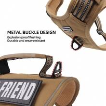Reinforced Tactical Harness Chest Strap For Large Dogs - Khaki - View 6