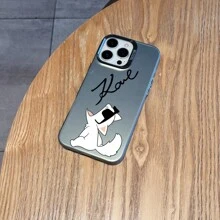 Etui na telefon z rysunkowym kotem i podpisem projektanta, kompatybilne z modelami 16, 15, 14, 13, 12, 11 Pro Max, X, XR, XSMAX, 8, 7 Plus, z odpornym na wstrząsy matowym tyłem.