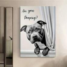 1 pôster de arte engraçada de cachorro "Você está fazendo cocô?" - Impressão em tela sem moldura, decoração de parede clássica vintage para quarto, sala de estar, escritório, cafeteria, uso interno/externo, decoração de interiores | Design lúdico, artes de parede em estilo moderno