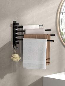 1 件现代毛巾架，带 3/4/5 个旋转臂，壁挂式毛巾杆，节省空间的浴室毛巾架带挂钩，无需组装，无需钻孔，易于安装，厨房和浴室配件返校